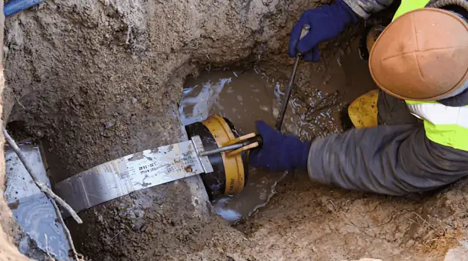 Technician performing underground drainage repair for foundation protection and gutter systems in Fort Worth, TX